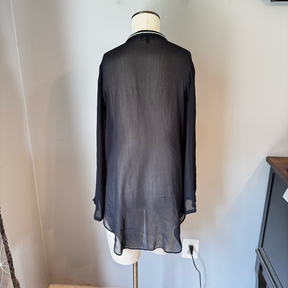 The Limited Women’s Sheer Black Tunic Blouse Long Sleeve Chain Detail Sz M - Picture 6 of 12